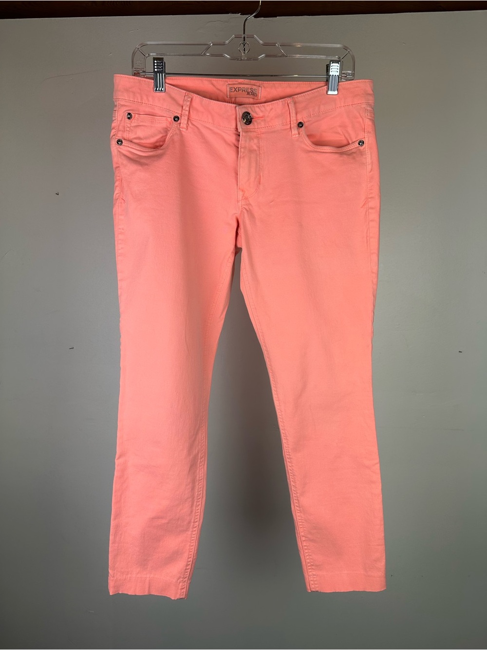 Express Coral Pink Ankle Skinny Jeans